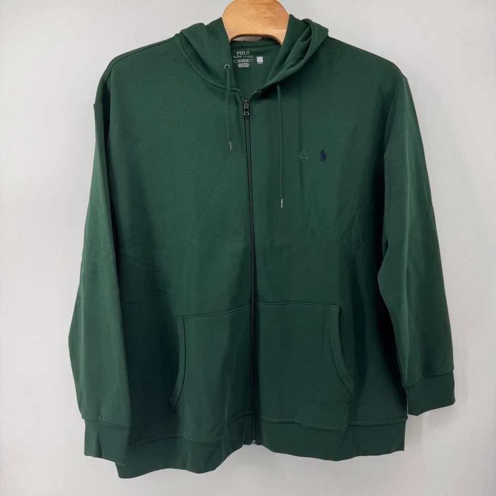 Polo Ralph Lauren Full Zip Hoodie Mens 4XLT Green Double Knit Pony Logo 9623